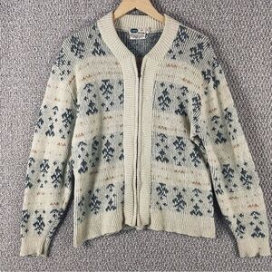 Vintage Zip Up Sweater Men’s Medium Wool Mohair Fair Isle Grunge MCM 60s F514